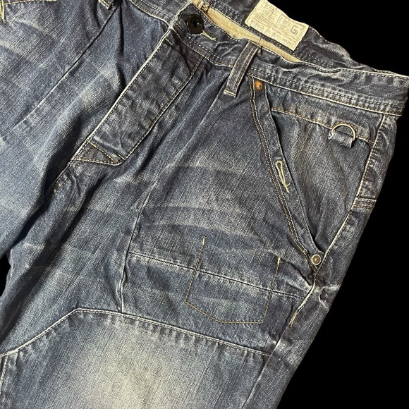 G-Star Next Denim Cargo Jeans Loose Mens 38X32 Grunge Rock Streetwear Aged Wash - Picture 7 of 9